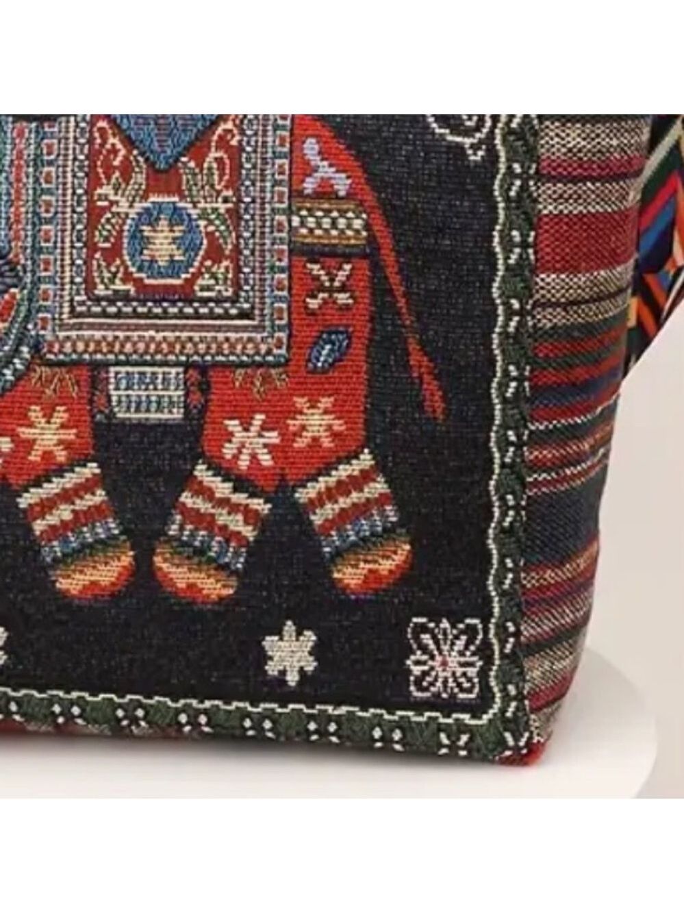 Embroidered Elephant Messenger Bag: Unique Bohemian Style Tote Purse - Picture 2 of 2